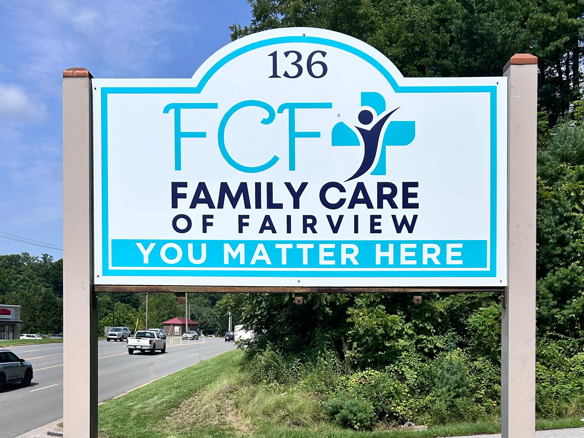 Freestanding roadside sign for Family Care of Fairview